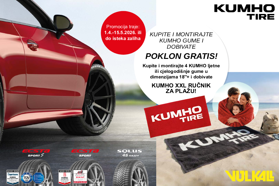 S KUMHOM NA PLAŽU: Odlične ljetne gume s XXL ručnikom na poklon u Vulkalu