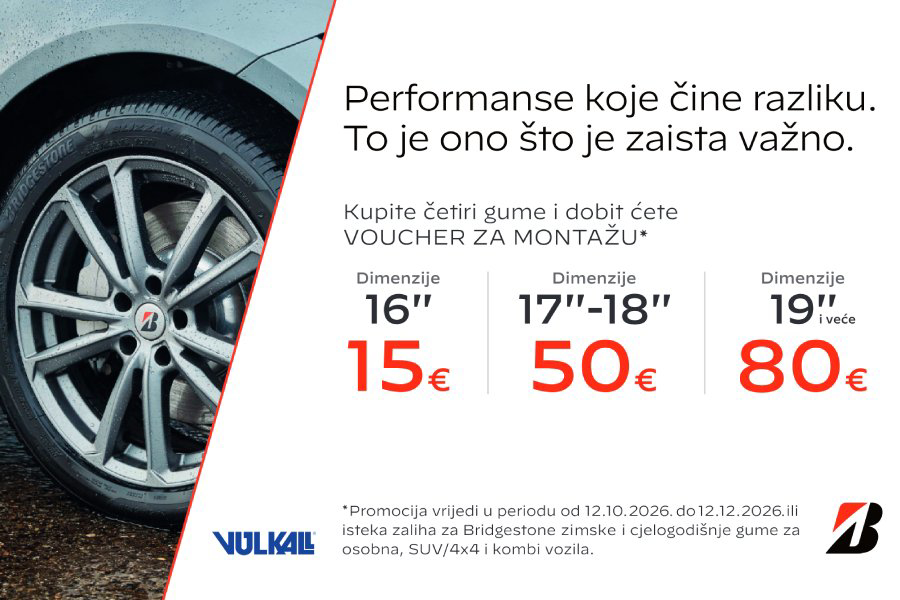 OSTVARITE SERVISNI VAUČER DO 80 €: Bridgestone za zimu, Vulkal za montažu, ušteda za vas!