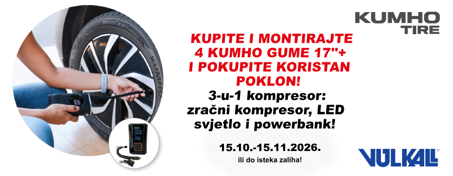 Kupite KUMHO gume u Vulkalu i pokupite 3-u-1 kompresor na poklon